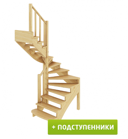 Лестница К-003м/2 с подступенками Л сосна