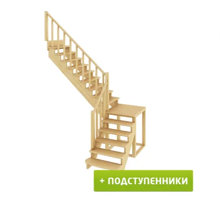 Лестница К-002м/3 с подступенками Л бук