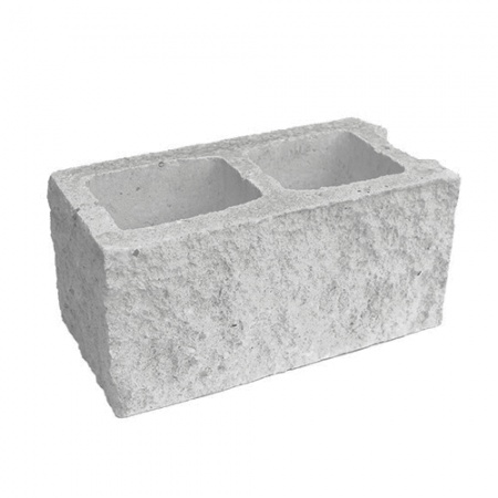 Блок пустотелый с двумя гранями колотой фактуры Besser паз на сером цементе